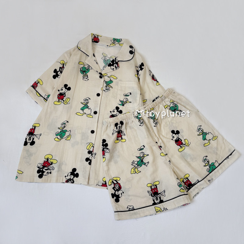全棉纱布夏季可爱卡通家居服套装