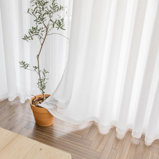 奶油白幻影纱透光不透人简约窗帘纱帘梦幻阳台飘窗纱加厚防刮白纱