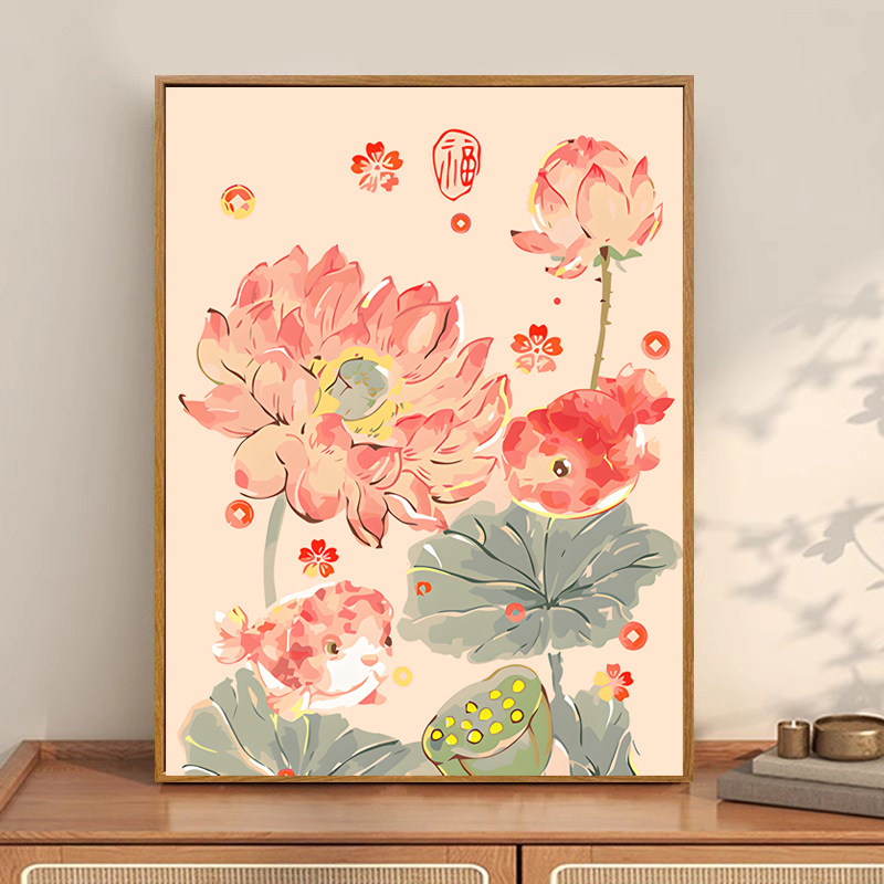 新中式十字绣2026新款线绣客厅手工刺绣简约现代简单小件荷花锦鲤