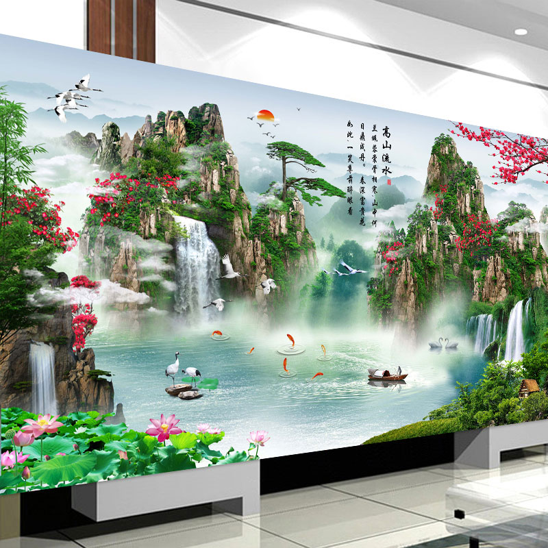 2025新款5D钻石画满钻客厅流水生财贴钻十字绣风景山水粘点砖石秀