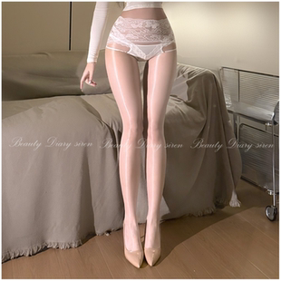 性感极光油亮连体袜蕾丝腰带打底袜纯欲撞色薄款 丝袜
