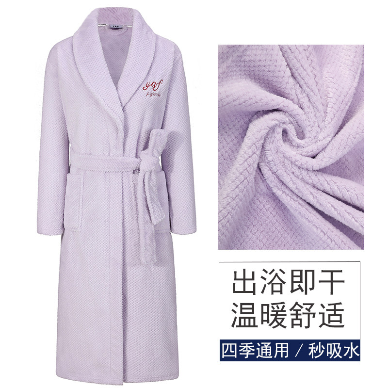 新款珊瑚绒女款浴袍洗完澡穿的四季吸水睡袍男一体式中长酒店浴衣