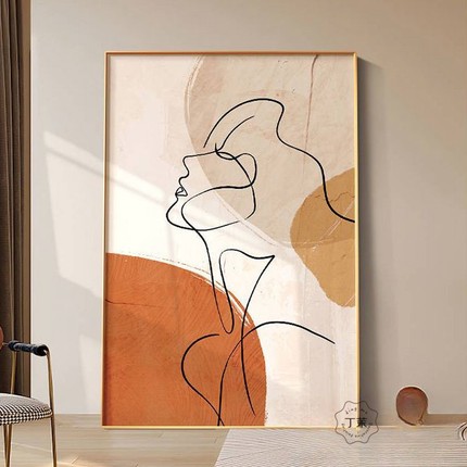 现代简约客厅装饰画沙发背景墙落地画抽象人物轻奢玄关高级感挂画