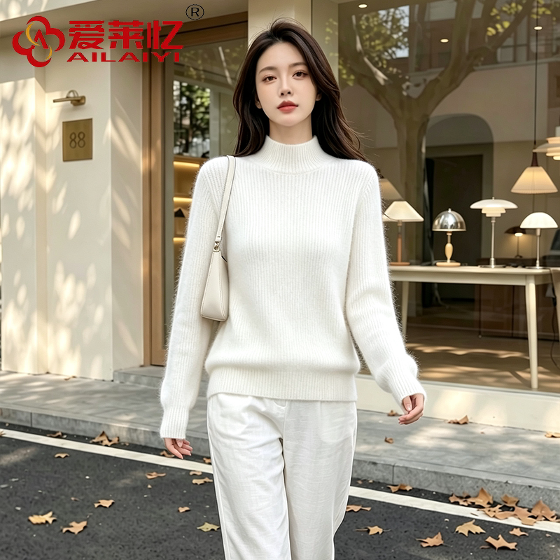 爱莱忆通勤半高领羊毛衫女保暖