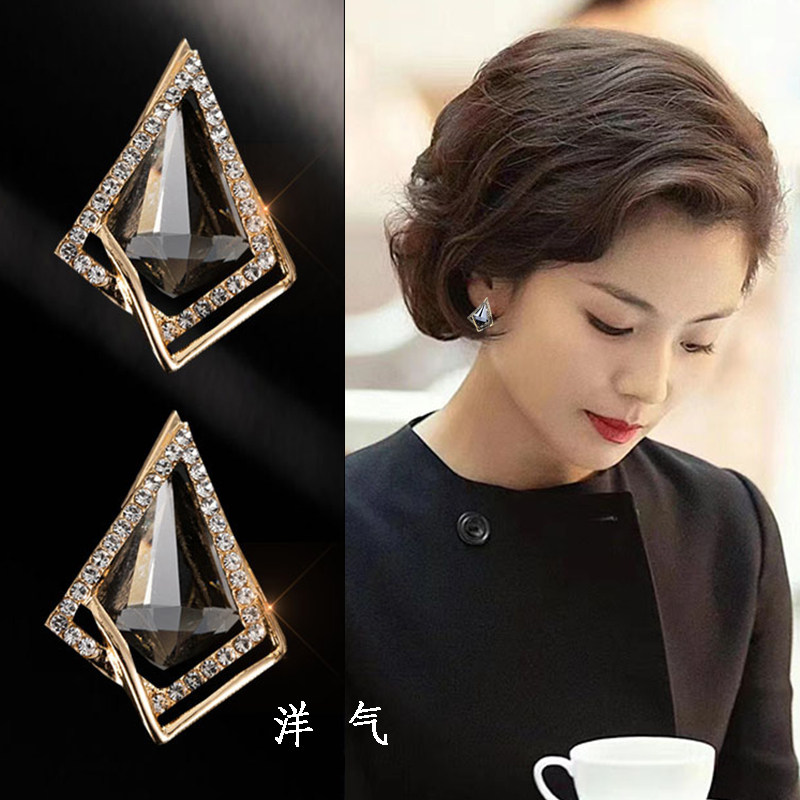 洋气耳环925银针韩式水晶女耳钉