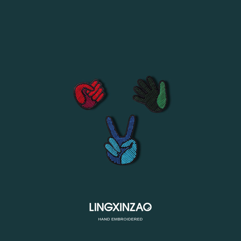 剪刀石头布胸针别针配饰设计感小众手工刺绣衣服背包装饰徽章饰品