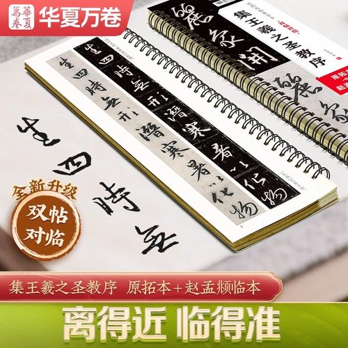 集王羲之圣教序双帖对照版 原拓本+赵孟頫临本 怀仁集王羲之圣教序墨迹本华夏万卷近距离临摹字卡行书毛笔字帖初学者放大版