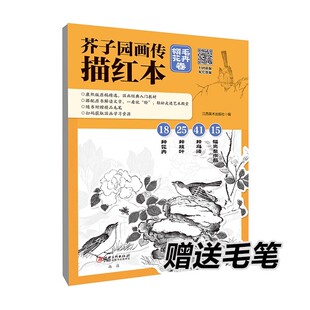 翎毛花卉卷 芥子园画传描红本 康熙版 原稿精选国画工笔画入门教材教程 江西美术 18种花卉25种枝叶41种鸟法15幅完整作品 赠毛笔