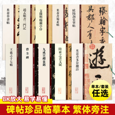 碑帖珍品临摹本王羲之兰亭序赵孟頫书洛神赋米芾书蜀素帖欧阳询颜真卿书祭侄文稿毛笔书法字帖繁体释文8开彩色放大孙宝文吉林出版