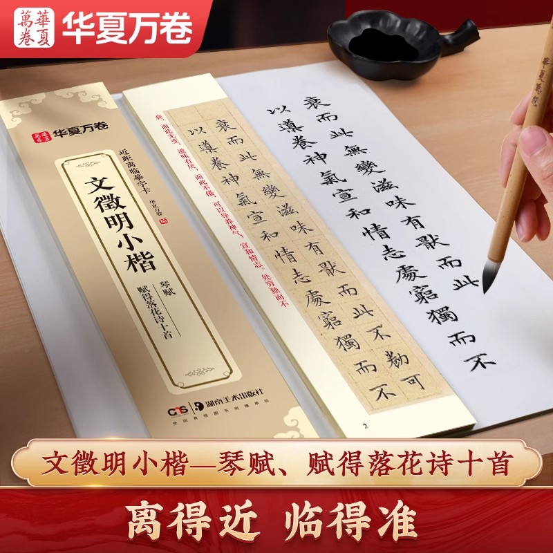文徵明小楷琴赋 赋得落花诗十首 华夏万卷近距离临摹字卡字帖 文征明琴赋字帖蝇头小楷毛笔楷书字帖 小楷文征明初学者练字簪花小楷