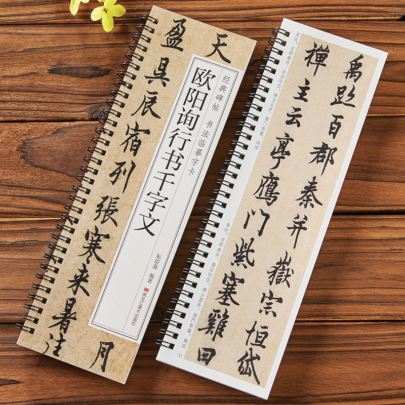 欧阳询行书千字文 经典碑帖书法临摹字卡 行书毛笔书法字帖简体旁注原色原帖全文成人学生初学者基础入门近距离临摹字卡黑龙江美术
