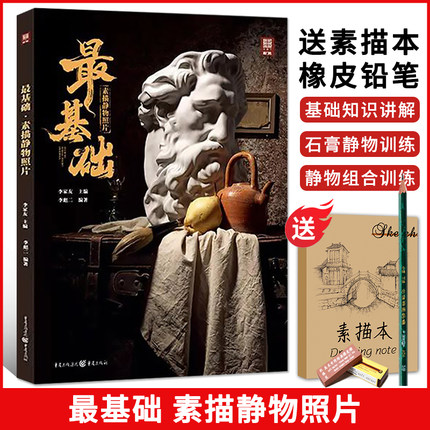 最基础素描静物照片2022敲门砖李家友李彪二单体组合几何体水果蔬菜器皿杂物石膏五官头像长期精微素描美术书籍