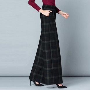 垂坠感格子阔腿裤 显瘦直筒长裤 女裤 休闲裤 高腰大脚裤 2025秋冬新款