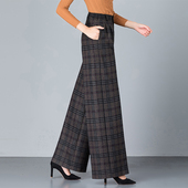 阔腿裤 子高腰宽松显瘦格子宽腿休闲长裤 女2025秋冬新款 垂感直筒裤