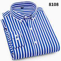 Summer thin striped shirts, men's long-sleeved, middle-aged loose, large-sized, no-iron business casual, floral print shirts are in vogue thumbnail 7