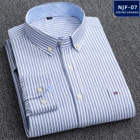 Paul's oversized long-sleeved shirt, made of pure cotton Oxford fabric, is a middle-aged loose and casual plus-size all-cotton checkered shirt thumbnail 6