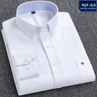 Paul's oversized long-sleeved shirt, made of pure cotton Oxford fabric, is a middle-aged loose and casual plus-size all-cotton checkered shirt thumbnail 3