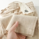 天然亚麻!通勤棉麻直筒休闲长裤 透气苎麻松紧口袋款慵懒感裤子