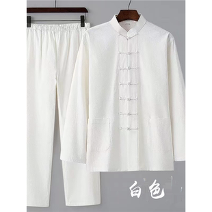 中国风棉麻居士服禅服茶服套装中式复古男装佛系古风打坐唐装汉服