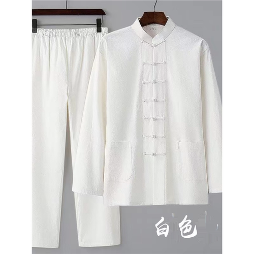 中国风棉麻居士服禅服茶服套装中式复古男装佛系古风打坐唐装汉服