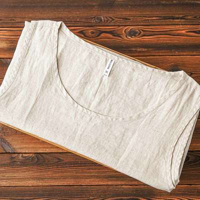 夏季轻薄透气卡其色纯亚麻坎肩短袖中国风纯色简约清凉排汗背心