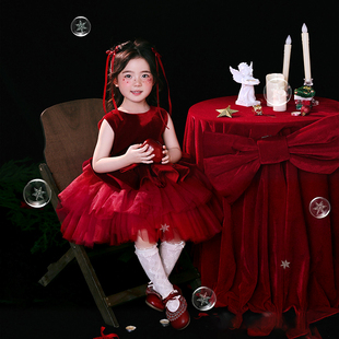 女童礼服影楼主题生日摄影服装2025新款高级感小女孩主持人公主裙