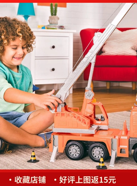 北美Driven超大儿童工程车起重机滑行玩具推土机运输卡车电池声光
