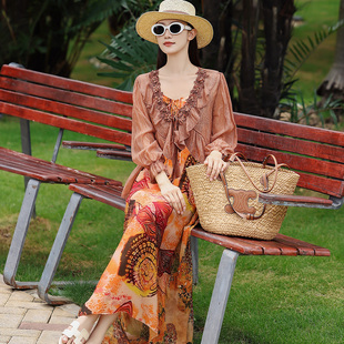 真丝套装女2025年新款时尚减龄宽松显瘦吊带连衣裙短款开衫两件套