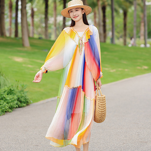 女神范桑蚕丝度假长裙 高贵优雅名媛风法式 真丝连衣裙夏季 2026新款