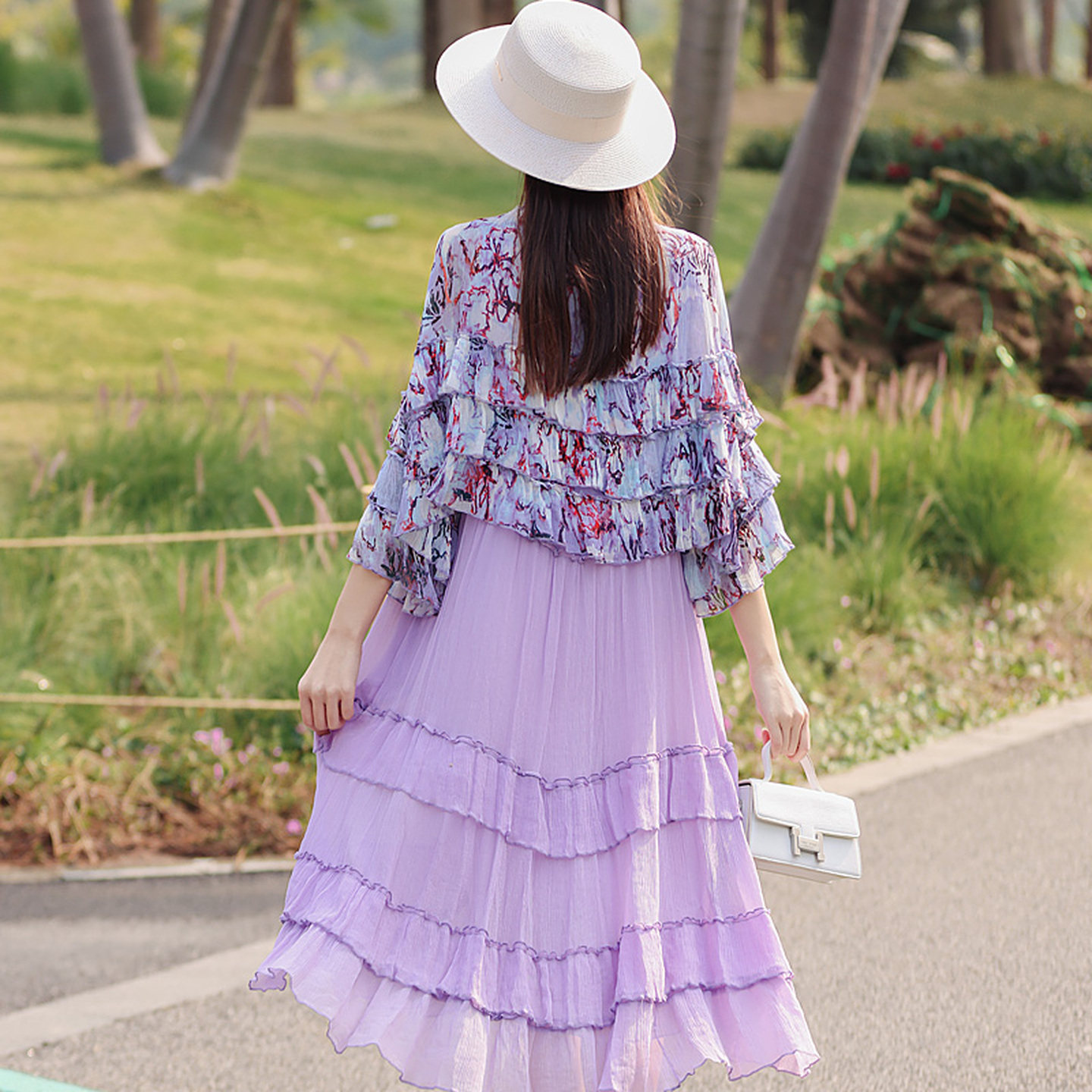 真丝桑蚕丝连衣裙小个子时尚减龄宽松显瘦上衣背心裙套装裙两件套