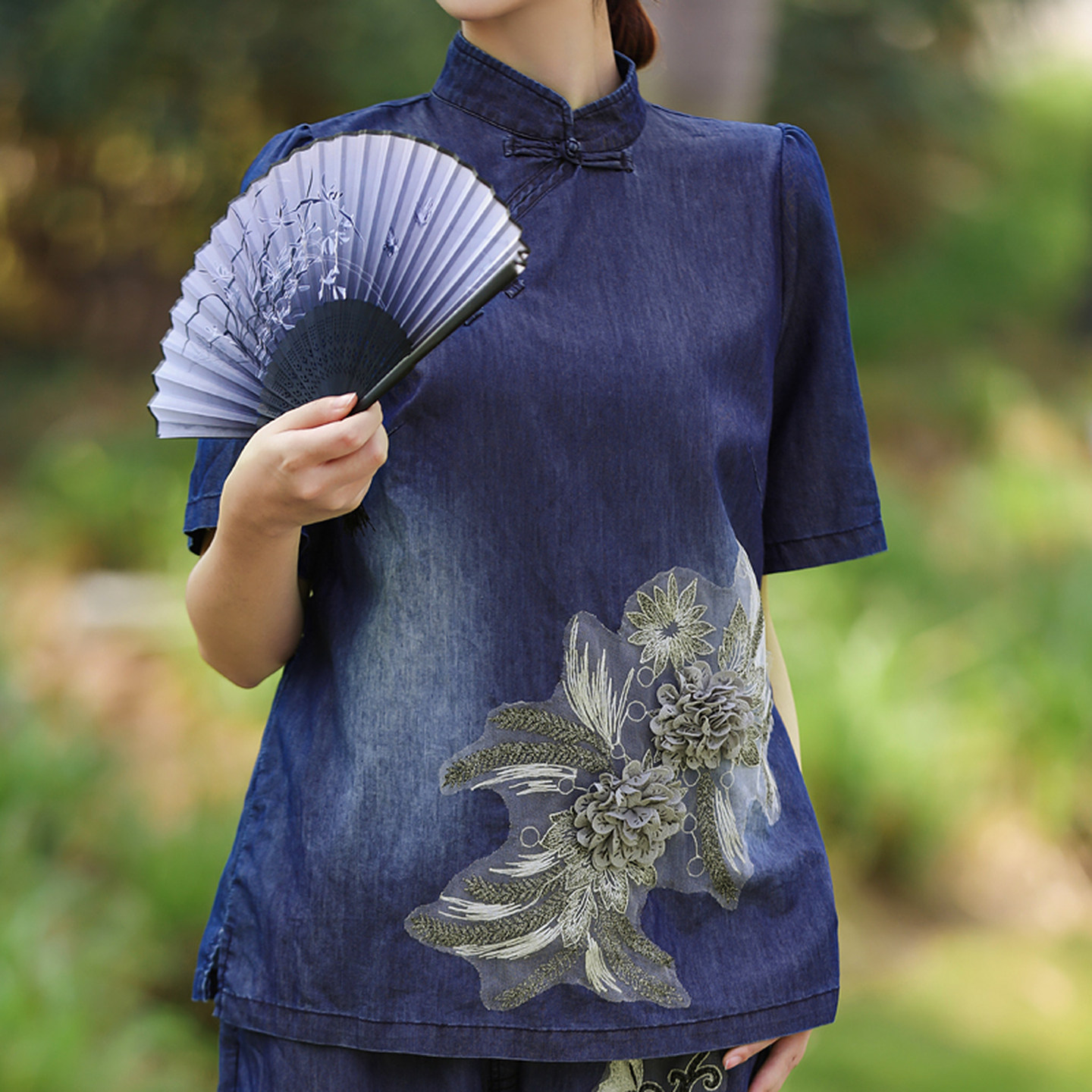 牛仔套装女2026年新款复古做旧轻薄透气宽松显瘦上衣裤子两件套