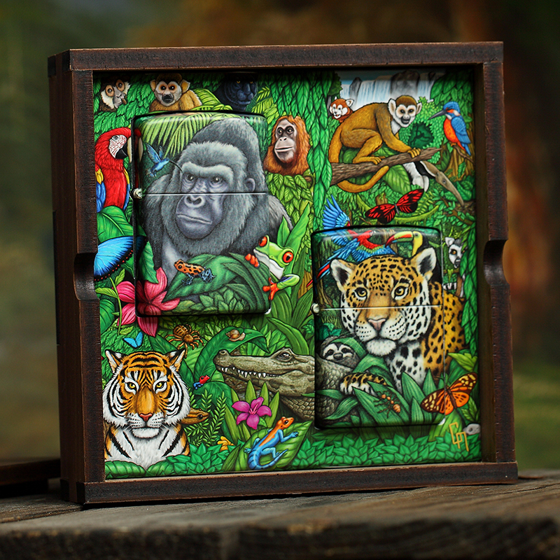 打火机zippo原装丛林秘境森林之谜2020夜光豹子限量套装正版防风