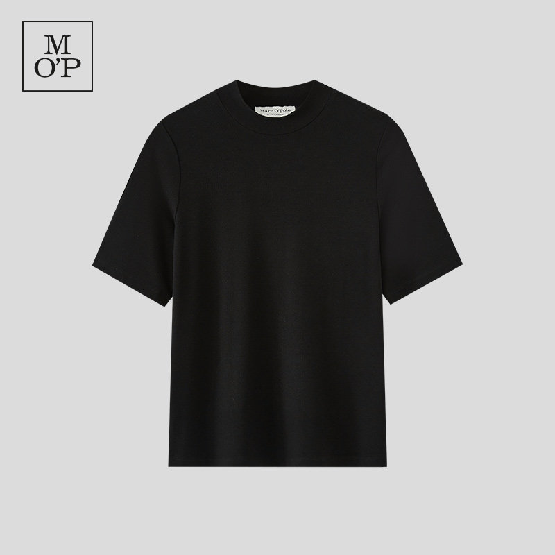 MOP半高领宽松短袖T恤女