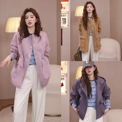 MOP时尚高级绒面翻领外套夹克女