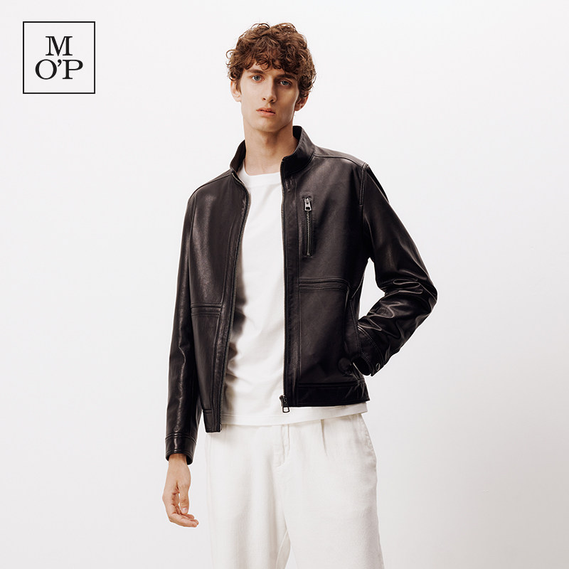 Marc O'Polo/MOP春季新款立领宽松潮流机能防风羊皮夹克男士外套