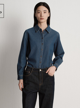 Marc O'Polo/MOP2025秋季新品女士复古正肩短款牛仔衬衫外套上衣