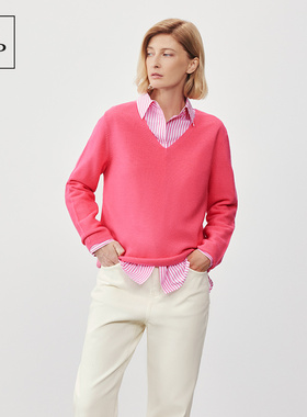 【宣璐同款】Marc O'Polo/MOP毛针织衫女秋新款时尚纯棉女士上衣