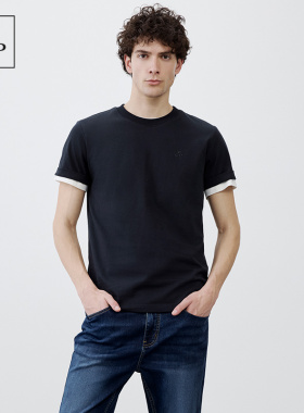 Marc O'Polo/MOP春夏新款高级环保棉圆领宽松简约休闲T恤男士上衣