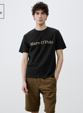 Marc O'Polo【品牌经典系列】圆领环保棉刺绣字母短袖T恤男上衣