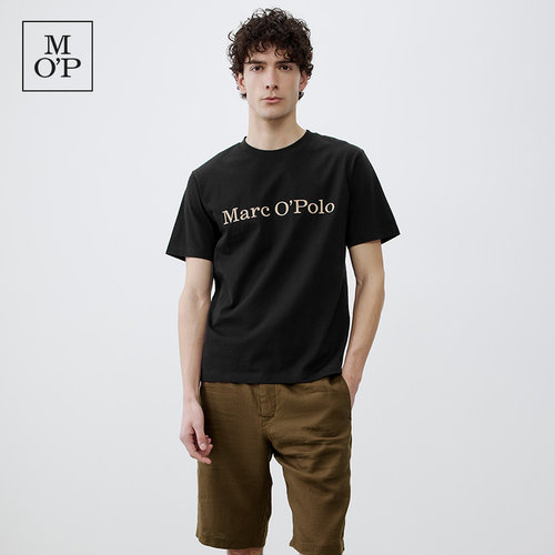 Marc O'Polo【品牌经典系列】圆领环保棉刺绣字母短袖T恤男上衣