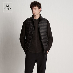 Marc O'Polo/MOP25冬季新款立领黑金连帽短款中厚羽绒蓄热马甲男