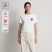 Polo MOP2025秋季 Marc 新款 简约莱卡小爱心印花T恤女士