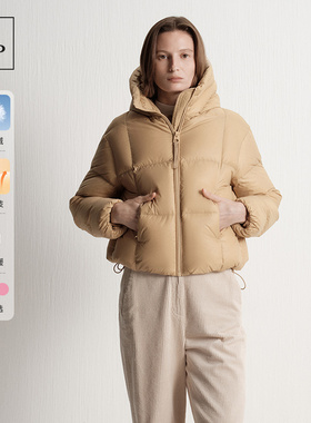 Marc O'Polo/MOP冬季新款时尚黑金短款保暖连帽羽绒服女士面包服