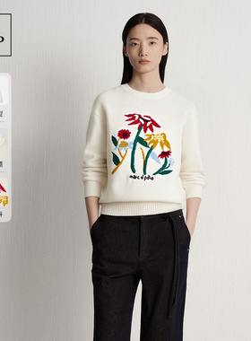 Marc O'Polo/MOP2025冬季新款羊毛棉混纺大提花图案毛织套头衫女