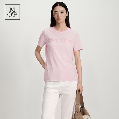 MOP时尚logo锁链绣短袖T恤女