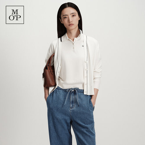 MOP撞色小衫短款针织开衫女