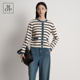 设计感圆领条纹短小香风针织开衫 女士新品 曾黎同款 MOP25秋季