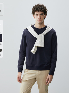 Marc O'Polo/MOP 春季新款气质刺绣logo圆领正肩宽松套头卫衣男士