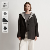 Polo MOP2025冬季 Marc 新款 高支澳毛宽松双色连帽一手长大衣女