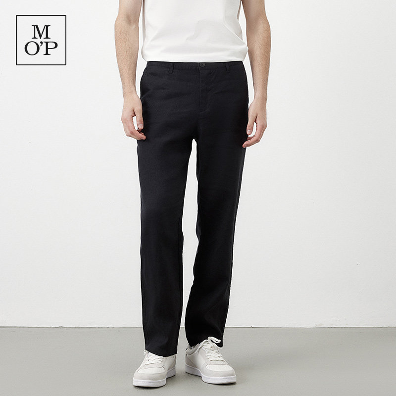 Marc O'Polo/MOP夏季新款休闲亚麻透气垂感舒适直筒男士休闲长裤